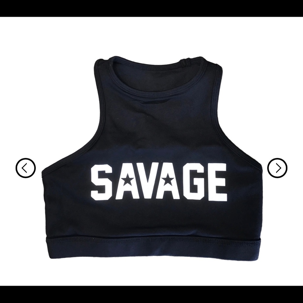 Savage Barbell SPORTS BRA - HIGH NECK - BLACK. Size medium.